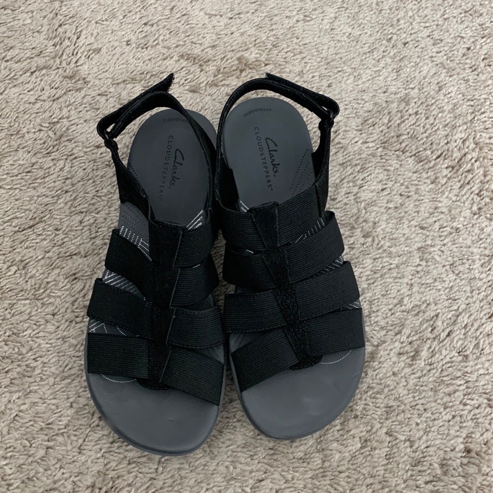 Clarks Cloudsteppers Arla Shaylie Sandals Size 7 Black EUC